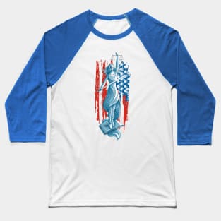 Lady Justice American Flag Baseball T-Shirt